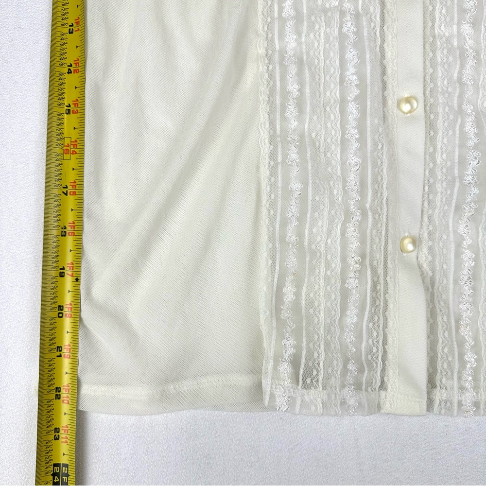 The Limited Mesh Lace Sheer Button Down Blouse Feminine Romantic - Picture 10 of 10